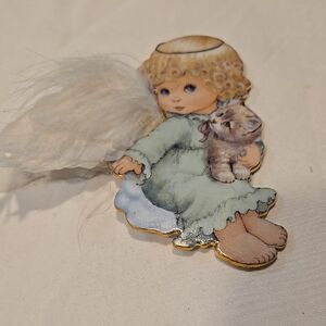 Bradford Exchange Angel Ornament with Cat and Feather Wings